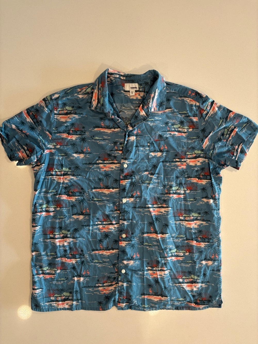 Sonoma Blue Tropical Print Button-Down Shirt